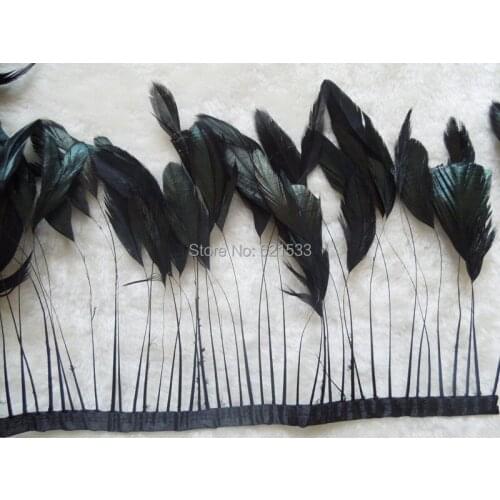 2Yards/Lot-BLACK Stripped Coque Tail Feathers Wholesale,Stripped Rooster Tail Feathers for Millinery,Costume