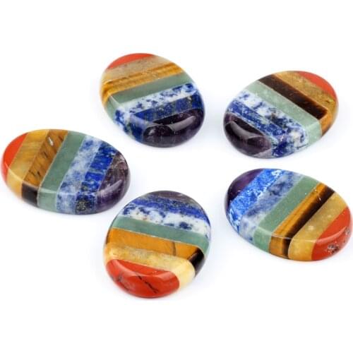 5 PCS Palm Stones 7 Chakra Energy Natural Gem Pocket Smooth Massage Healing Meditation Reiki Crystal Spiritual Therapy