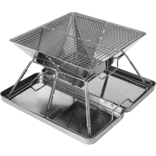 Non-stick Barbecue Grill Outdoor Portable Stainless Steel Folding Charcoal BBQ Grill Charcoal barbecue Camping Picnic Tool