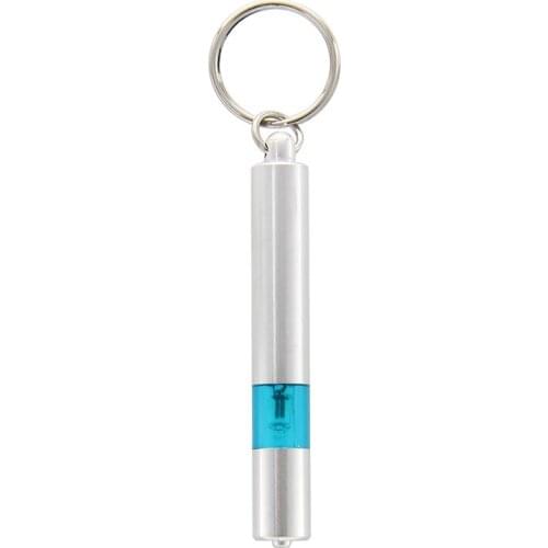 Cylinder Shape Blue Silver Tone Car Static Elimination Discharger Anti-Static Keychain