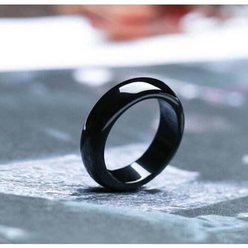 Glamour Luxury Natural Black Ring Mens and Womens Classics on Boutique Jewelry Gifts 100% True Agate