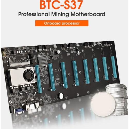 BTC-S37 Mining Motherboard for CPU Set 8 Miner Video Card Slot for Memory Adapter Integrated VGA Interface Low Power Consumption