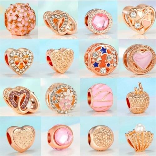 New Handmade Gold Color Clip Spacer Beads Charms Dangle Charms Beads for Women Bracelet Pendants Necklaces DIY Jewelry Making