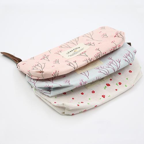 Floral Canvas Pencil Pen Case Cosmetic Makeup Tool Bag Storage Pouch Purse
