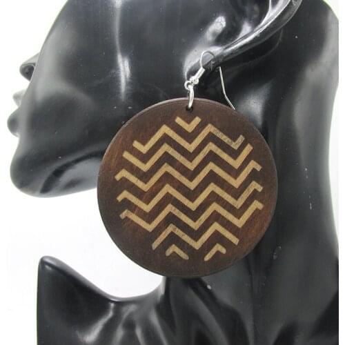 Zig Pattern Wood Earrings can mixed 2 xolors