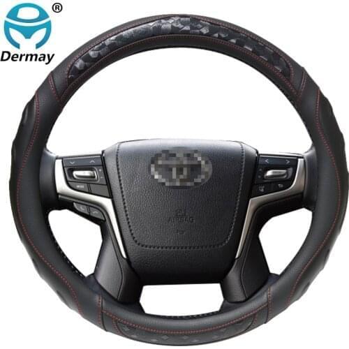DERMAY Car Steering Wheel Cover 3D Non-slip for Toyota 4Runner Hilux Surf SUV Fortuner Auto Accessories