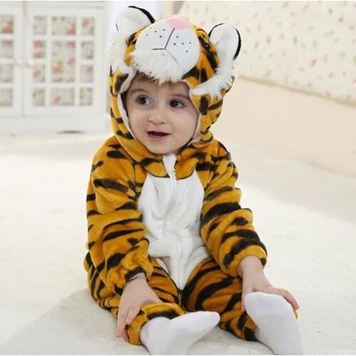 Baby Costume Tiger Cosplay Funny Boy Girl Halloween Animal Pajamas 1-3 Years Children Kid kawaii Cute Zipper Kigurumis Jumpsuit