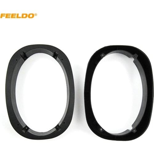 FEELDO 2pcs Black 6x9 Car Stereo Speaker Spacer Pad Adapter for General Use All Cars Beveled Speaker Mat Ring Set #6051