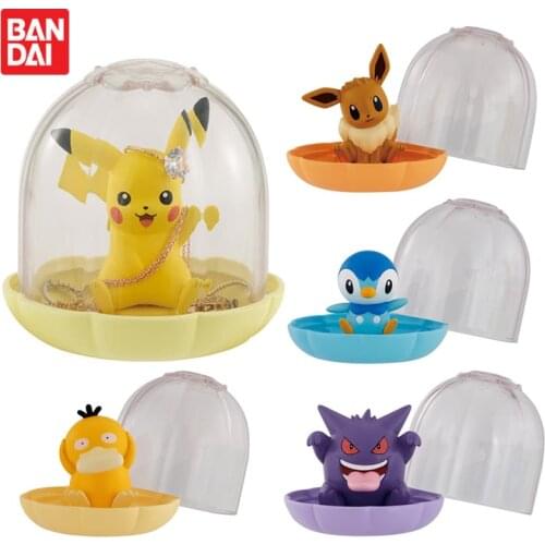 Bandai Capsule Toy Pokemon Gem Jewelry Storage Box Decoration Pikachu Gengar Piplup Figure Model Toy