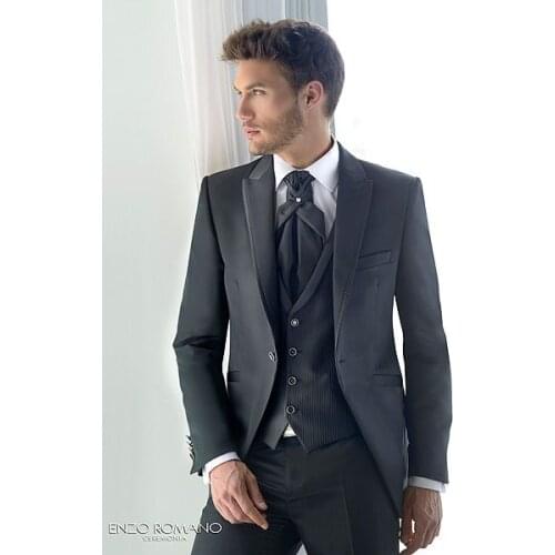 Latest Coat Pant Designs Black Men Suit Slim Fit Skinny 3 Piece Tuxedo Custom Italian Classic Groom Prom Suits Terno Masculino 7