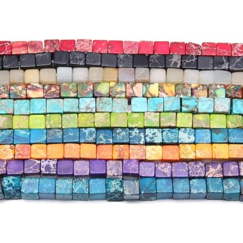 Natural Emperor Stone Square Beads 6x6mm Amazonite Loose Beads for Jewelry Making DIY Necklace Bracelet Accessories Women Men