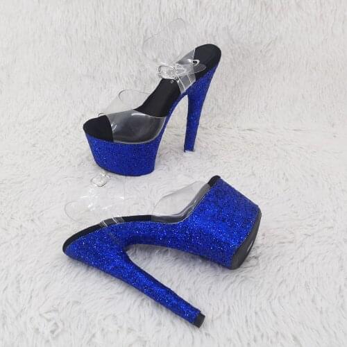 Leecabe 17CM/7Inch pvc upper glitter platform High Heels Pole Dancing Shoes