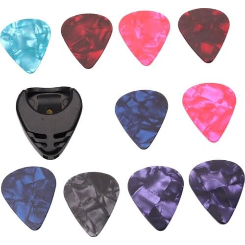 10pcs Guitar Pick Acoustic Music Picks Plectrum 0.46mm Thickness Guitar Accessories with Pick Case for Bass Electric Guitars
