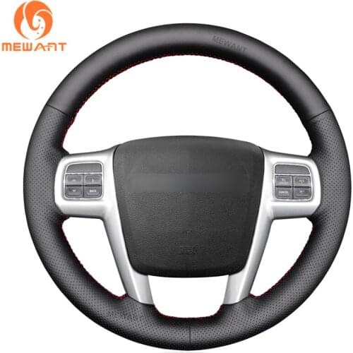 MEWANT Black Artificial Leather Car Steering Wheel Cover for Chrysler 200 300 Town and Country Grand Voyager 2011 2012 2013-2016