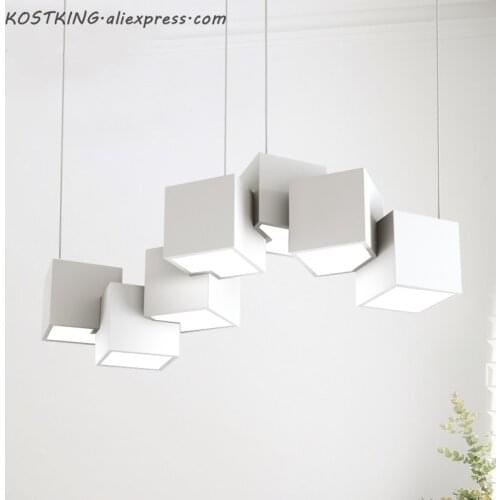 Minimalist Magic Cube Chandelier Living Room Iron Lustre Pendente Lamp Nordic Modern Bedroom Study Room Bar Lighting Lamparas