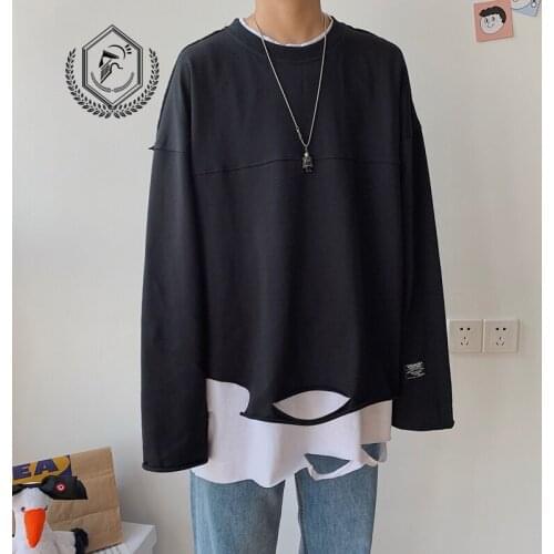 Men Fashion Loose Hole Hip Hop T-shirt