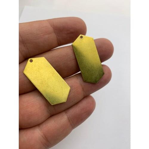 10 pcs single hole raw Brass with cut corners. woman pendant. rings. earring. lady jewelery. woman gem. own design jewellery