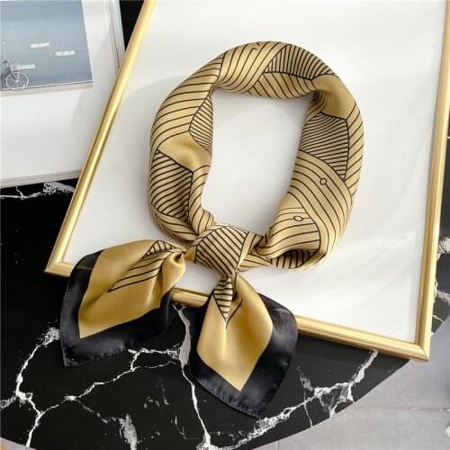 New Summer Women Bandana Silk Square Scarf Fashion Print Small Neck Hairband Shawl Lady Wraps Female Kerchief Scarves 2021