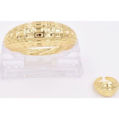 NEW High Quality Ltaly 750 Gold color Jewelry Set For Women african beads fashion BIG Bracelet Ring jewelry