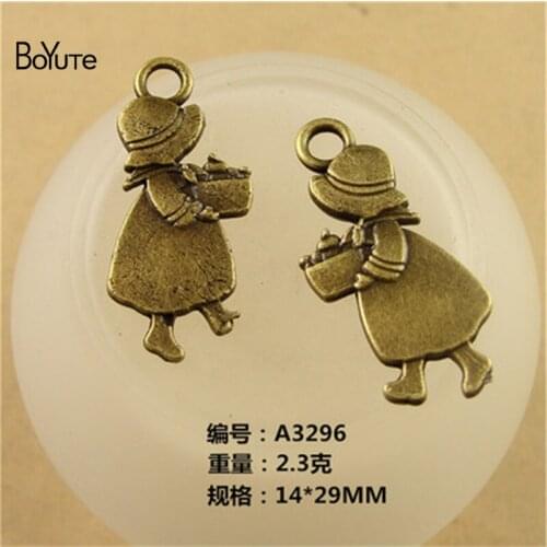 BoYuTe (50 Pieces/Lot) 14*29MM Charms Girl Harvest Antique Bronze Plated Alloy Pendant Jewelry Findings Accessories Diy