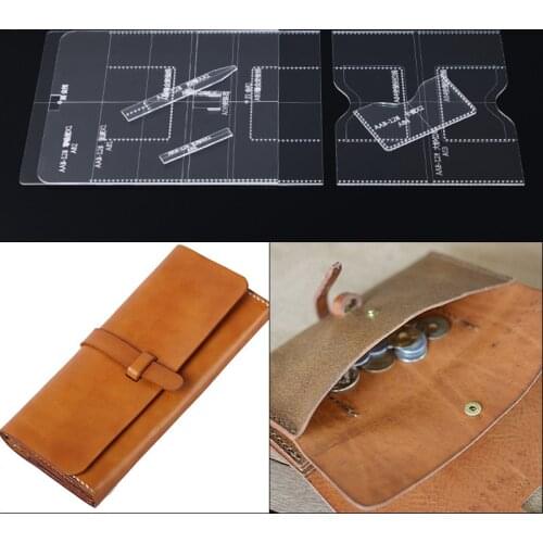 Durable Acrylic Wallet Leather Template DIY Leathercraft Long Wallet Purse Stencil Sewing Pattern 20*10*2cm