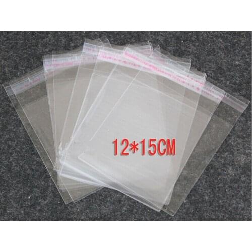 500PCS 12x15cm opp transparent clear self adhesive seal plastic bags for necklace/jewelry/gift/Headbands diy small packing bag