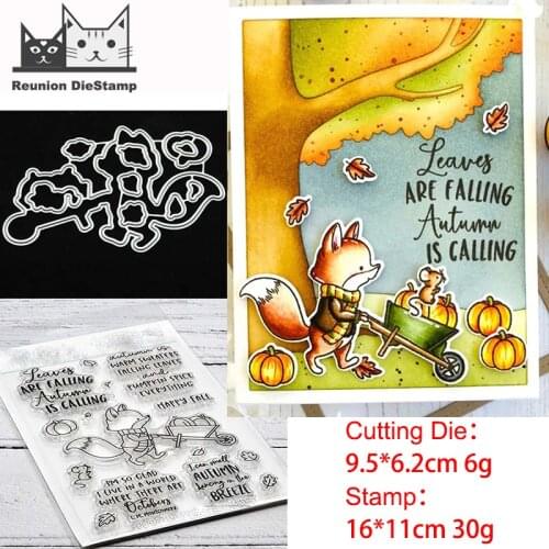 Reunion Harvest Fox Pumpkin Metal Cutting Dies and Stamp Stencil for DIY Scrapbooking Photo Album Embossing Decorative Craft Die