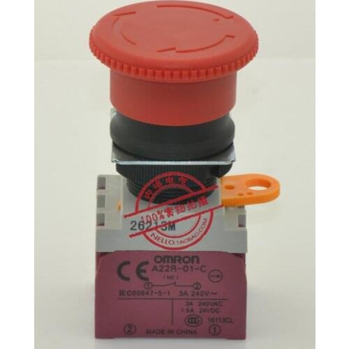 [ SANY ]Genuine 22mm emergency stop button switch A22RE-M rotation reduction 1NC--10PCS/LOT