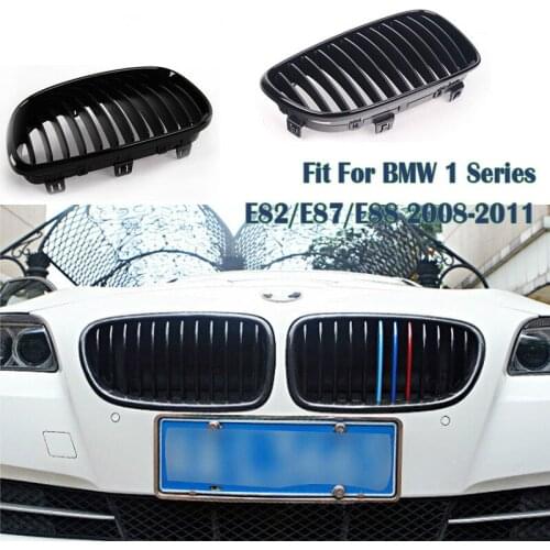 Carbon Fiber/Black Front Bumper Racing Grills Kidney Grilles For BMW E88 E82 Series 1 2008-2011 M Power Performance Accessories