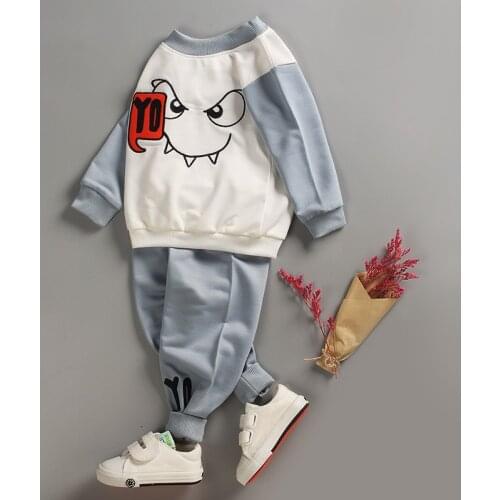 [Unini-yun] New Spring Autumn baby children boys girls Cartoon Dog Cotton Clothing Sets T-Shirt+Pants Sets Suit 12M18m6T5t3t4t