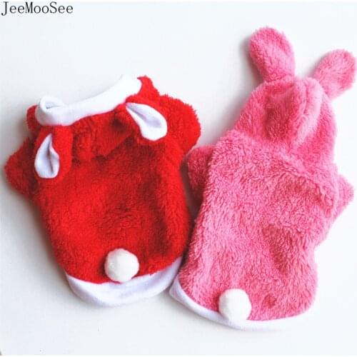 Thickened Winter Warm Pet Dog Clothes for Small Dogs Rabbit Ear Hooded Dress Up Dog Coat Jacket Costume for Puppy Pug Chihuahua