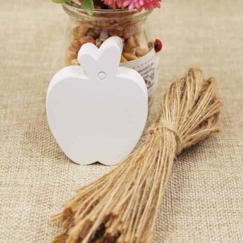 ZerongE jewelry Blank apple Shape Craft Paper gift Hang Tag Wedding Party Label Gift decorative card tag 500pcs +500 hemp string