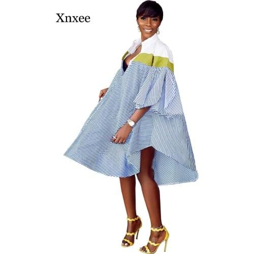 New women stripes splicing turn down neck loose wrist sleeve vintage blouses shirts dress fashion vestidos summer blue blouse