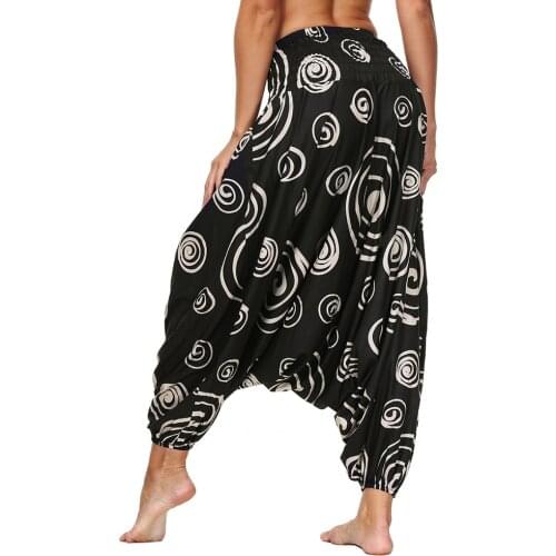 Womens Bohemian Yoga Harem Pants Elastic Waist Hippy Palazzo Trousers Beach Casual Pants