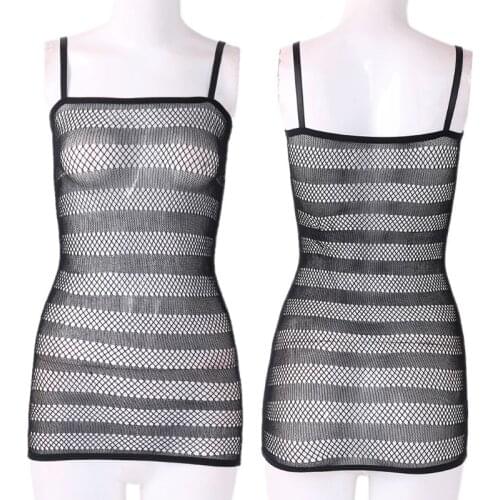 Femme Noir Résille Sexy Lingerie Entrejambe Ouvert Collant De Corps Body