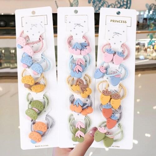10Pcs/Set Baby Girl Hair Bands Cartoon Strawberry Elastic Rubber Band For Kids Ponytail Holder Hair Ring Girls Hair Accessories