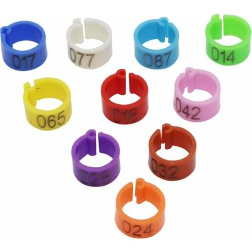 1000 Pcs 8mm Digital Markup Bird Clip Ring Bird Identification Tool 10 Color No.1-100 Pigeon Foot Rings Pet Supplies