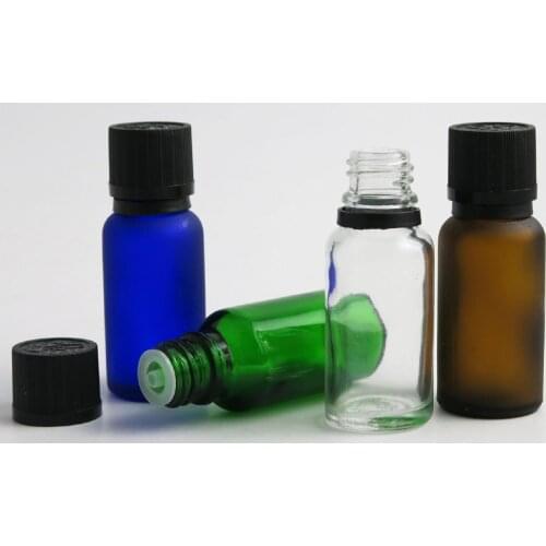 10 x 20ml Essential Oil Portable Green Clear Brown Blue Glass Bottle Plastic Cap For Liquid Reagent Pipette Bottle with Lock