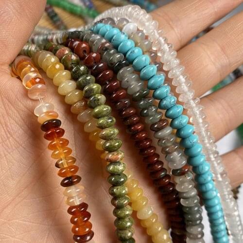 110pcs Natural Stone Beads Abacus Shape Loose Beads for Jewelry Making DIY Necklace Bracelet Earrings Size 3x6mm Length 40cm