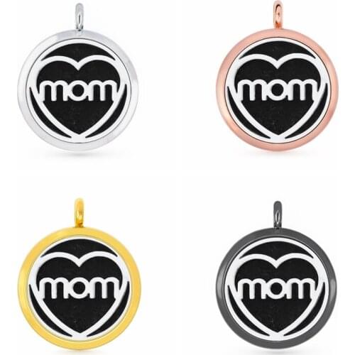 30mm Hollow Love Mom Heart Aromatherapy Essential Oil Perfume Diffuser Locket Pendant with 6pcs PadS Fit Necklace key Chains