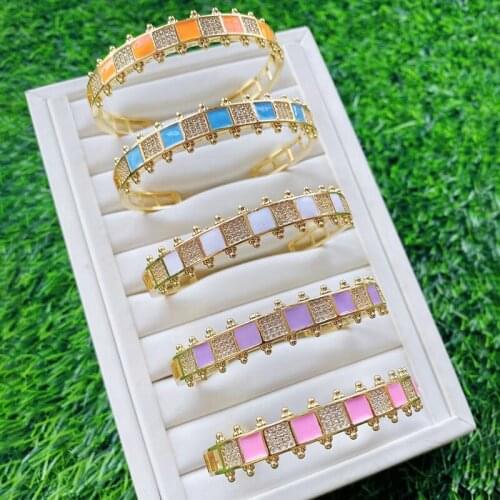 5 Pcs Geometric Square zircon Bangle Mix color Jewelry bangle fashion jewelry for women jewelry Women bangle 51713
