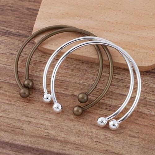 50pcs Charm Bangle 60mm diameter round head can be twisted open Wire Bangle Wrist Bracelet