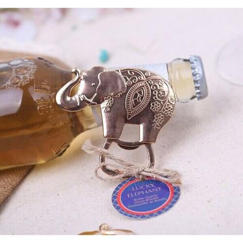 60 pieces/lot Free Shipping Creative Lucky Golden Elephant Bottle Opener Unique Wedding Birthday Party Favors