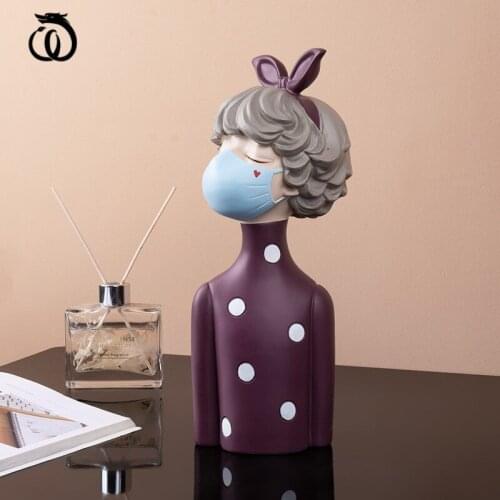 WU CHEN LONG Nordic Abstract Masks Bubble Girl Art Sculpture Beauty Figure Statue Resin Craft Home Decor Souvenir Gift R6710