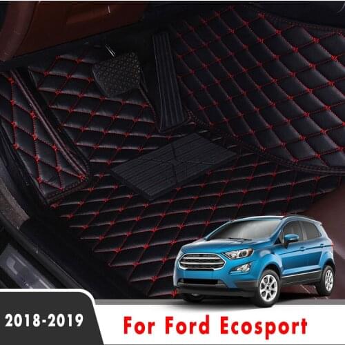 LHD Car Floor Mats For Ford Ecosport 2019 2018 Auto Leather Carpets Interior Accessories Custom Waterproof Leather Decoration