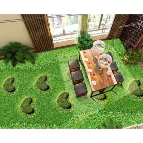 Beibehang Custom wallpaper 3d floor Heart-shaped grass lawn 3D floor tiles Bathroom kitchen decor 3d flooring papel pintado
