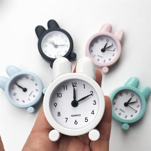 Rabbit Ear Alarm Clock Bedside Wake-up Device Metal Desktop Clock Room Decoration for Home Dorm Light Blue