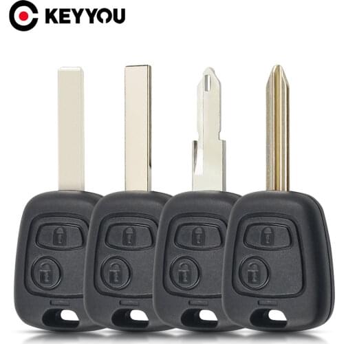 KEYYOU Car Key Fob Case for Peugeot 106 206 306 406 Key Shell 2 Button Car Replacement Key Shell Cover Remote Key Car Case