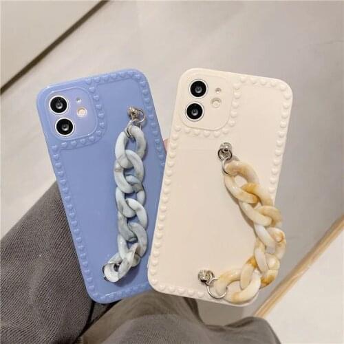 Wrist Chain Marble Texture Case for iPhone 12 Pro Max Back Phone Cover for 12 Mini 11 Pro Max X XS XR 8 7 Plus SE 2020 Capa