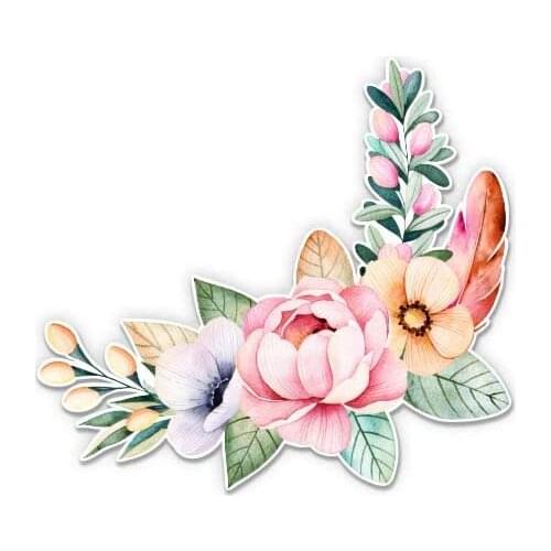 Flower Bouquet Watercolor Boho Art - Vinyl Sticker Waterproof Decal